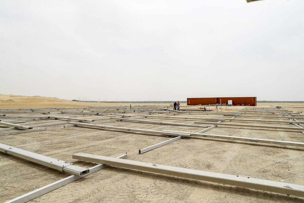 Festival marquee construction on the mandir site, Abu Dhabi