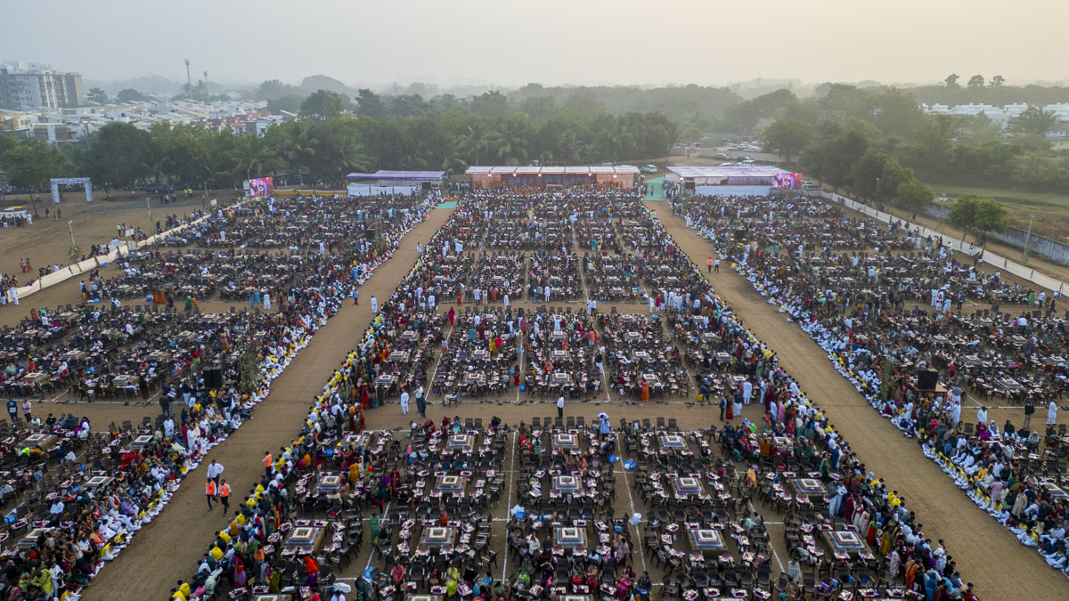 Aerial view of the Shri Swaminarayan Vishwashanti Mahayaag